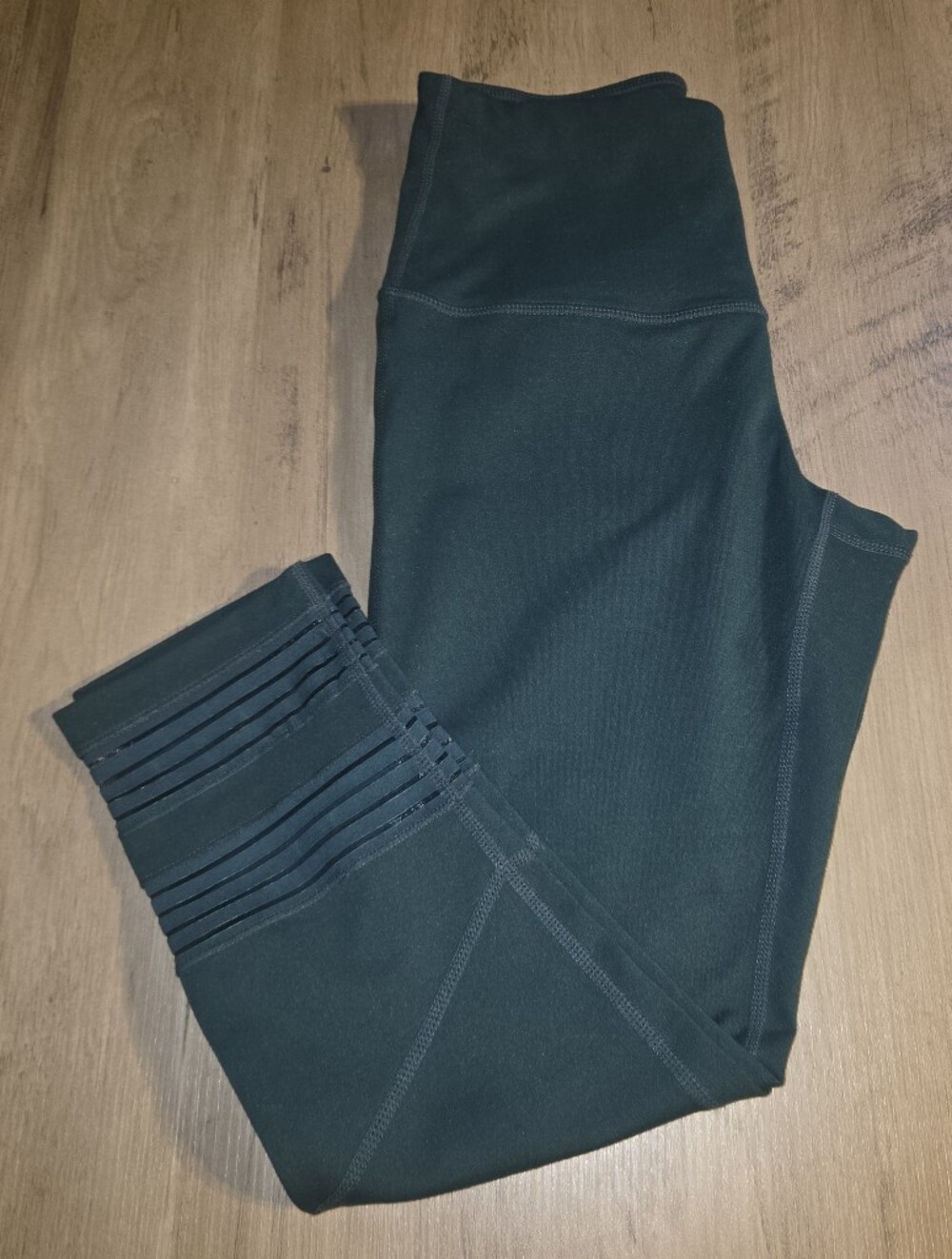 Zella Dark Teal High-Rise Leggings with Pleated Ankle Detail